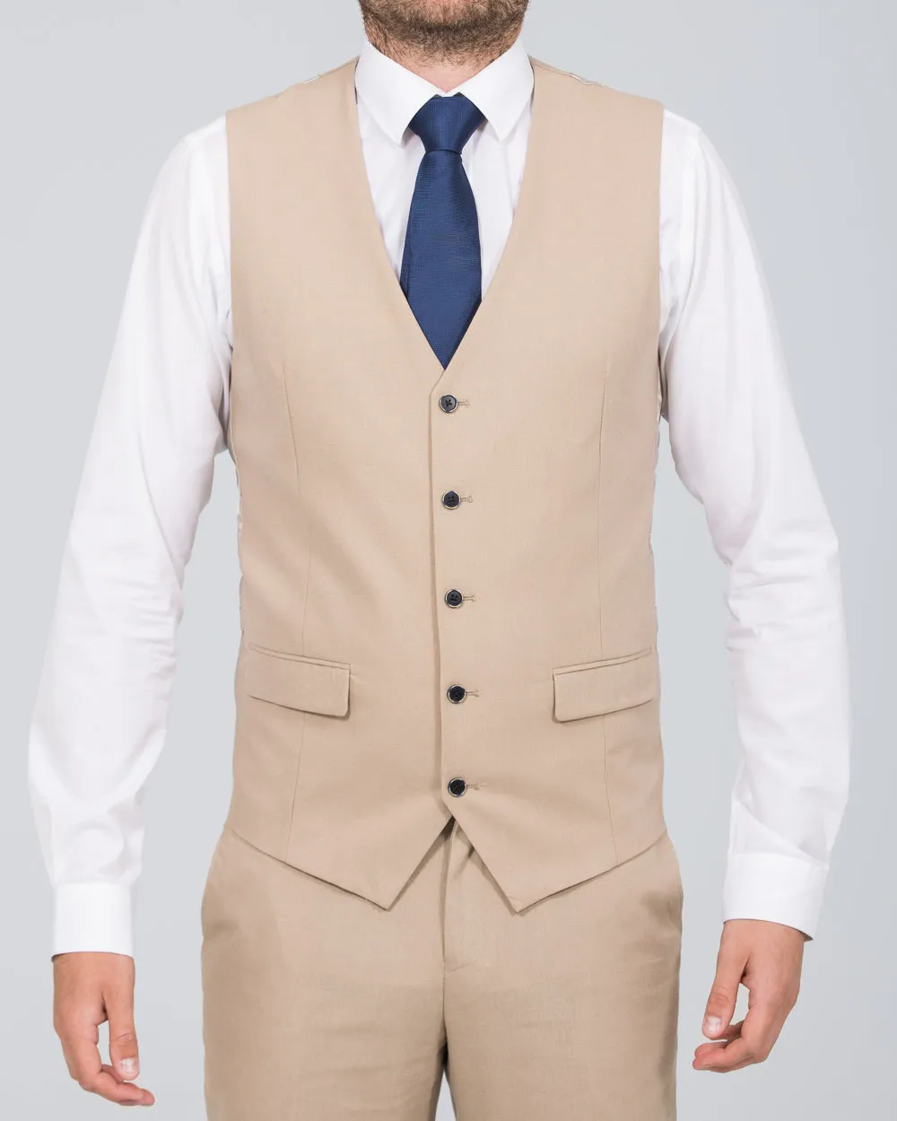 Skopes Tuscany Slim Fit Linen Blend Waistcoat (stone) color block