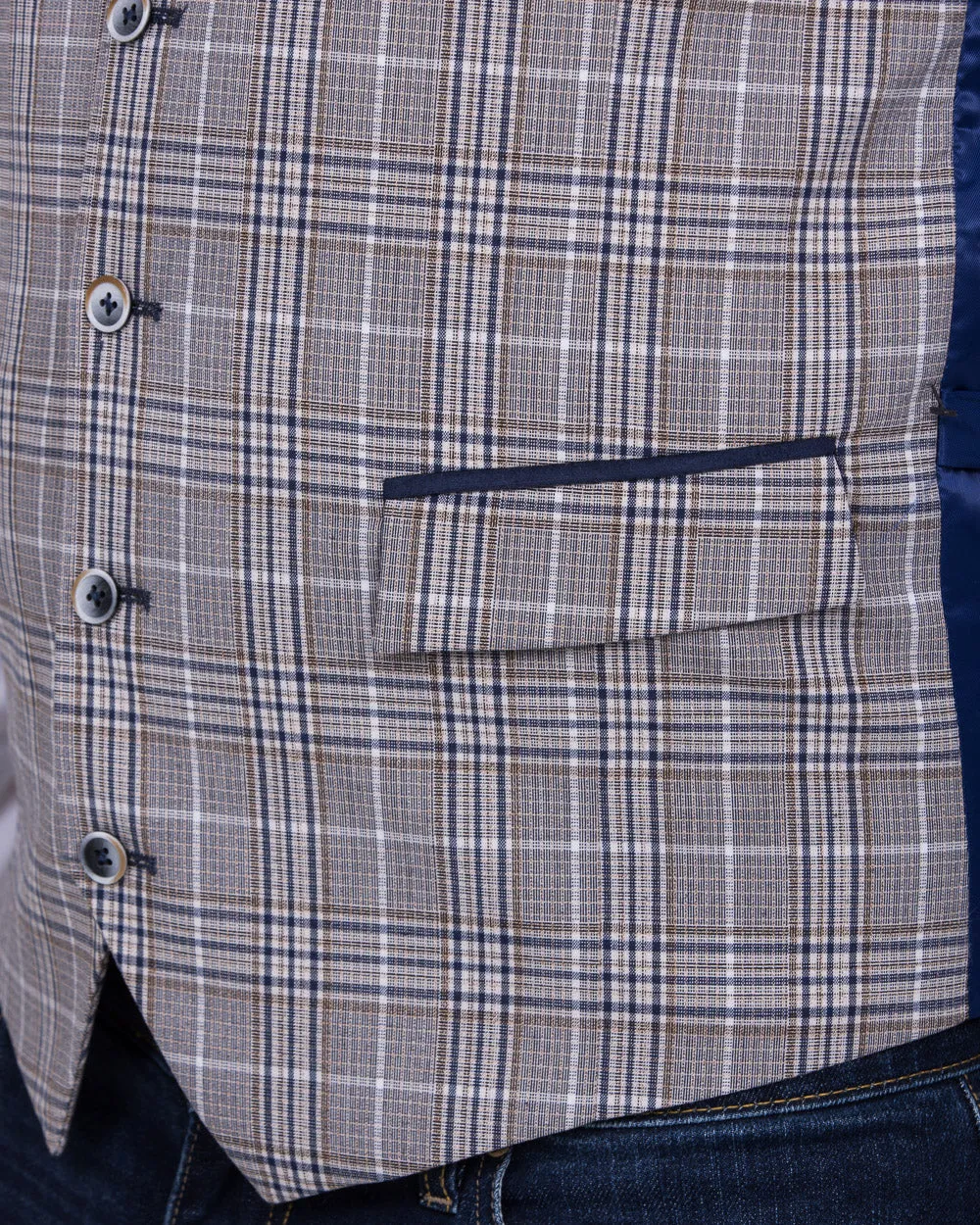Skopes Whittington Slim Fit Tall Checked Waistcoat (stone/navy) high quality