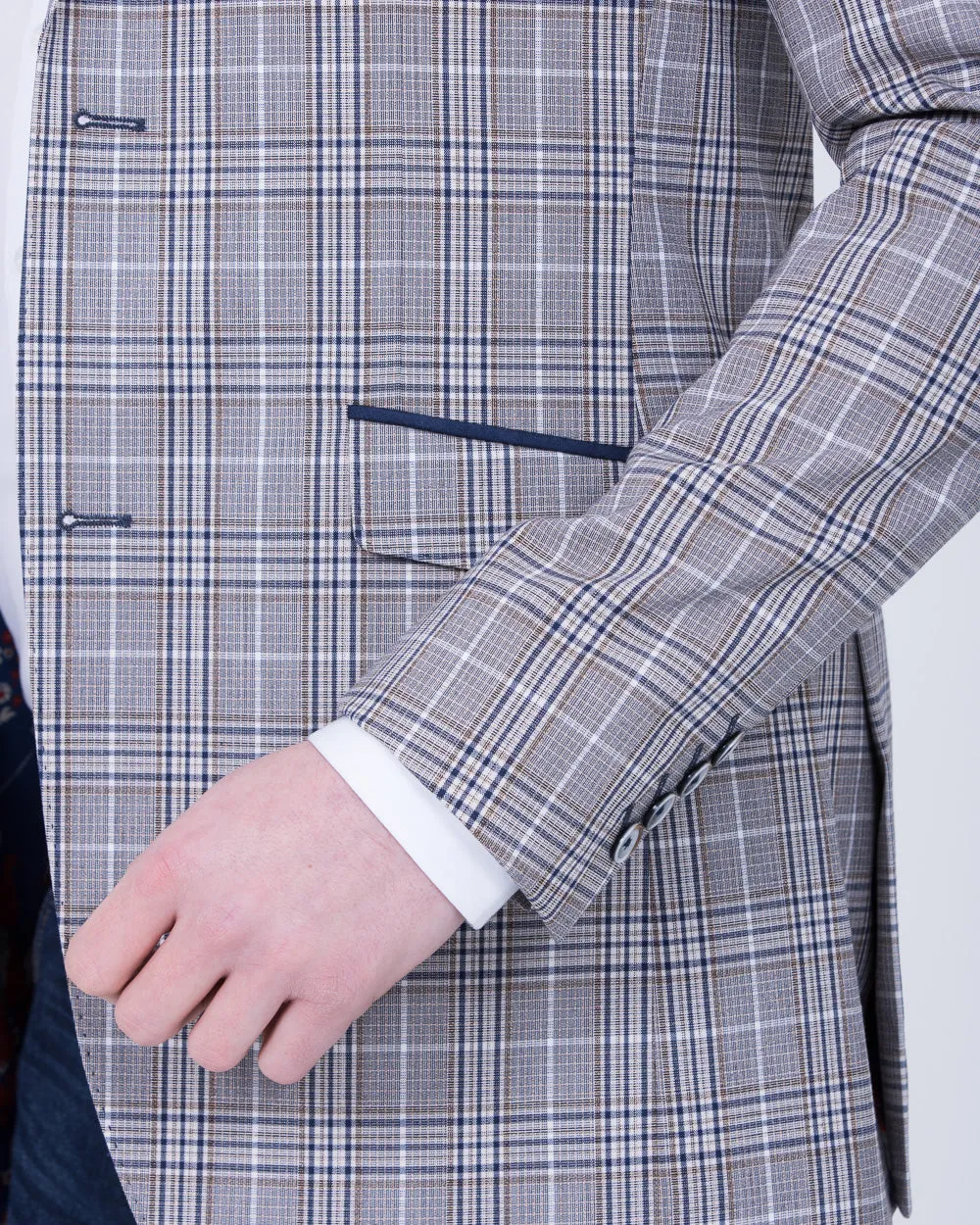 Skopes Whittington Tall Checked Blazer (stone/navy) charm touch