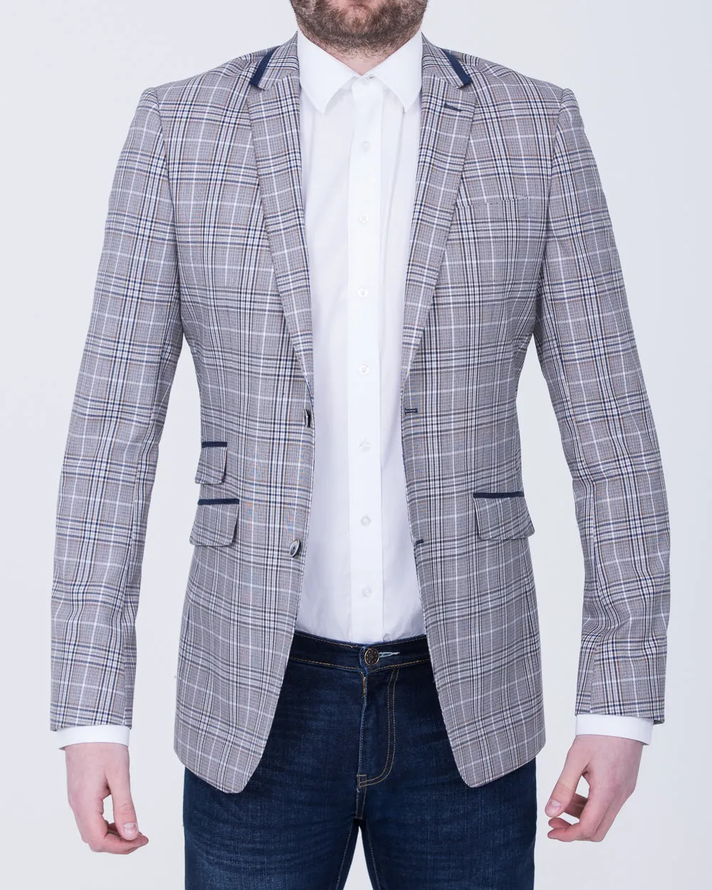 Skopes Whittington Tall Checked Blazer (stone/navy) city grace