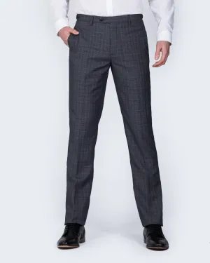 Skopes Witton Slim Fit Tall Trousers (grey/blue check) eco conscious