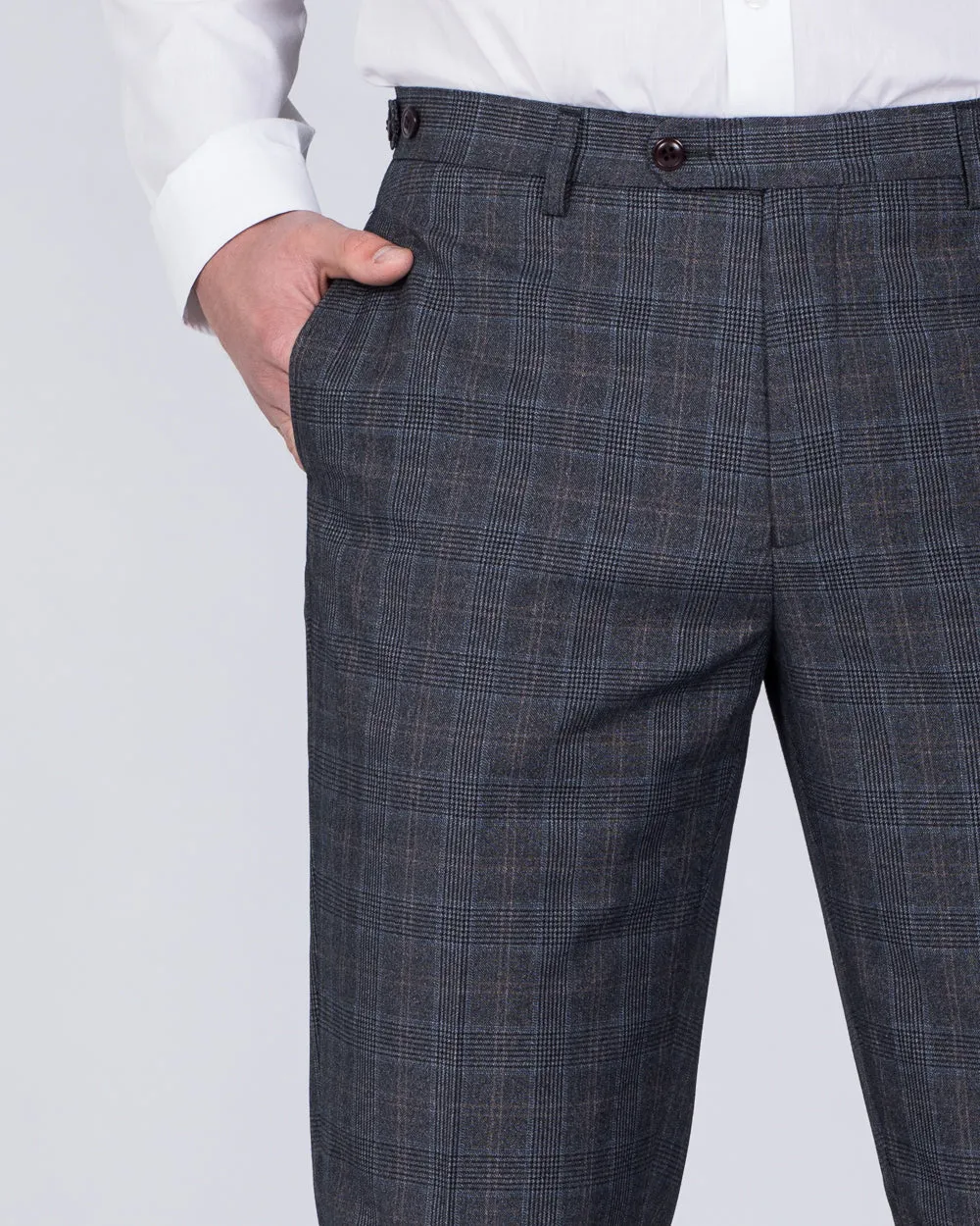Skopes Witton Slim Fit Tall Trousers (grey/blue check) daily wear