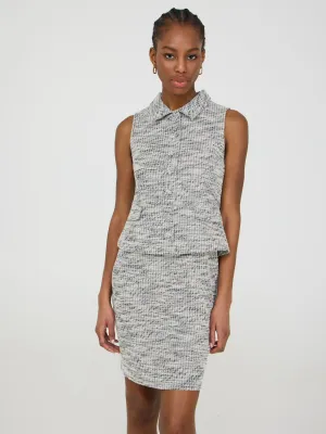 Sleeveless Boucle Shirt Dress urban casual
