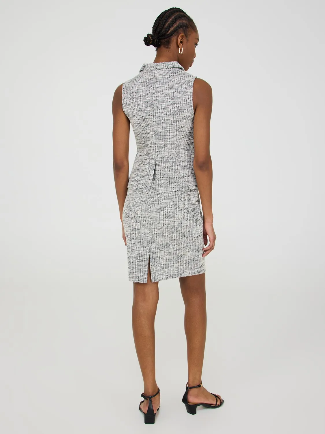 Sleeveless Boucle Shirt Dress versatile piece