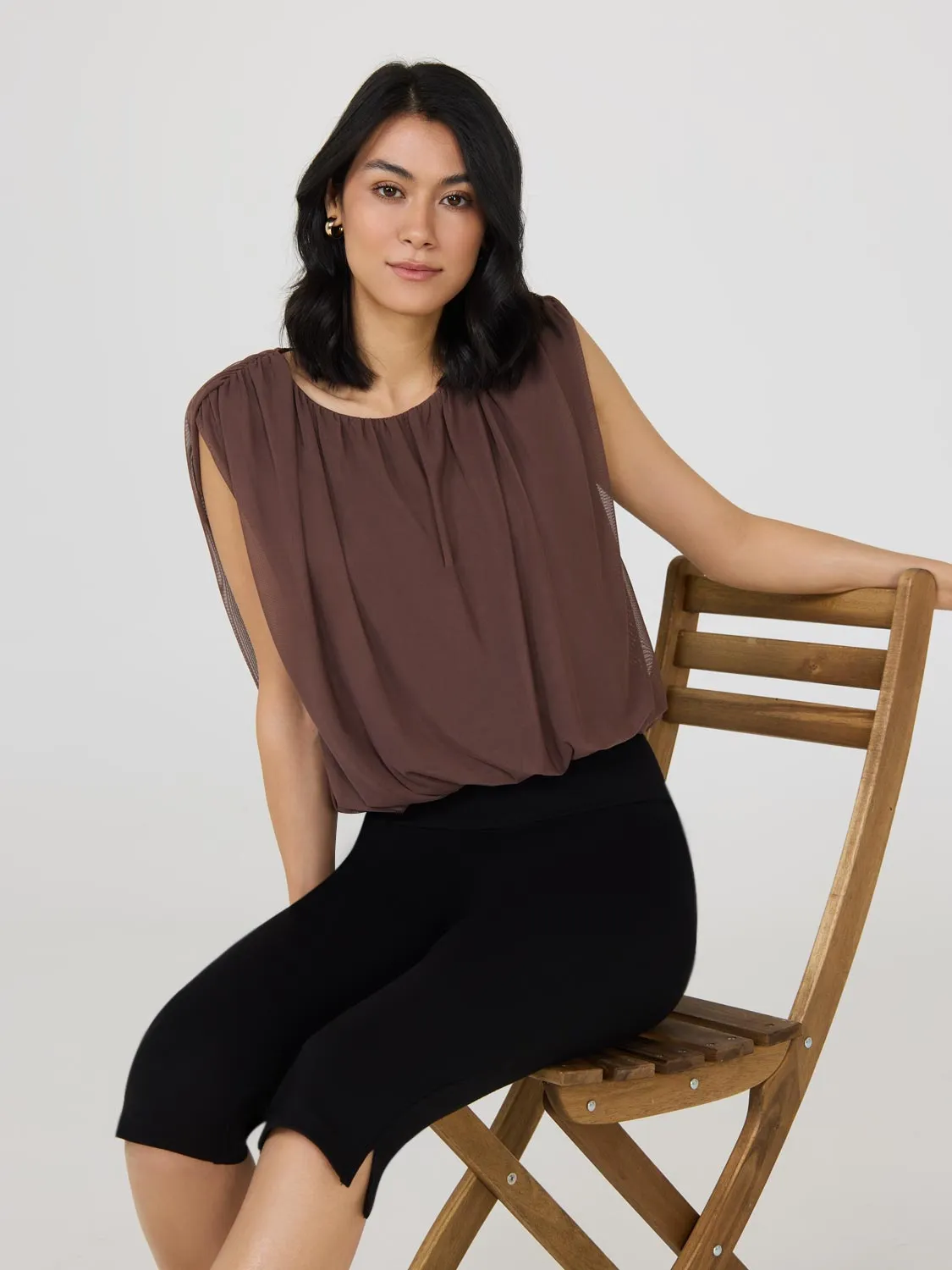 Sleeveless Bubble Hem Top mix ready