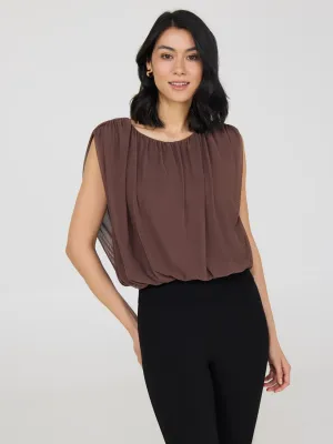 Sleeveless Bubble Hem Top gym casual