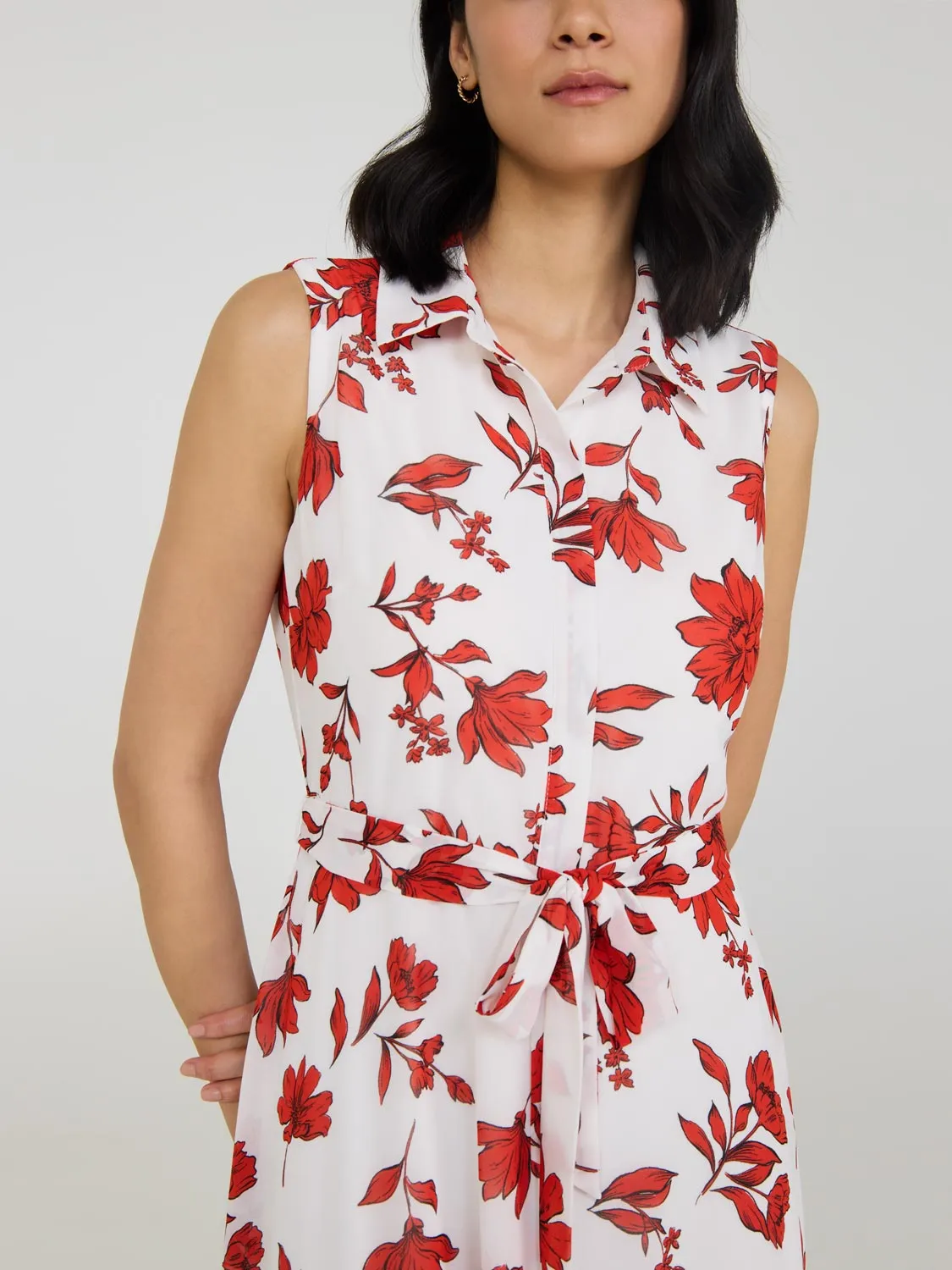 Sleeveless Chiffon Floral Print Midi Dress gentle love