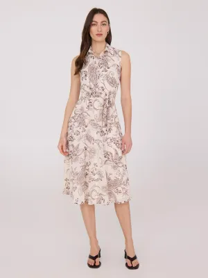 Sleeveless Chiffon Printed Midi Dress casual comfy