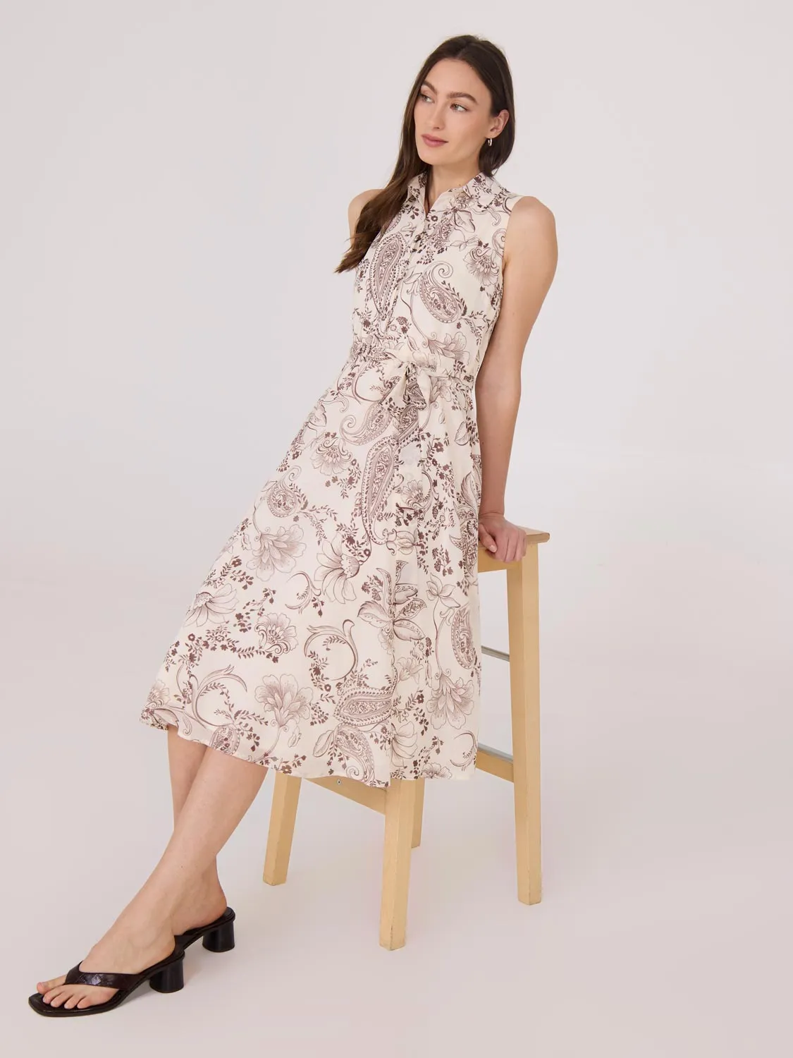 Sleeveless Chiffon Printed Midi Dress trendy choice