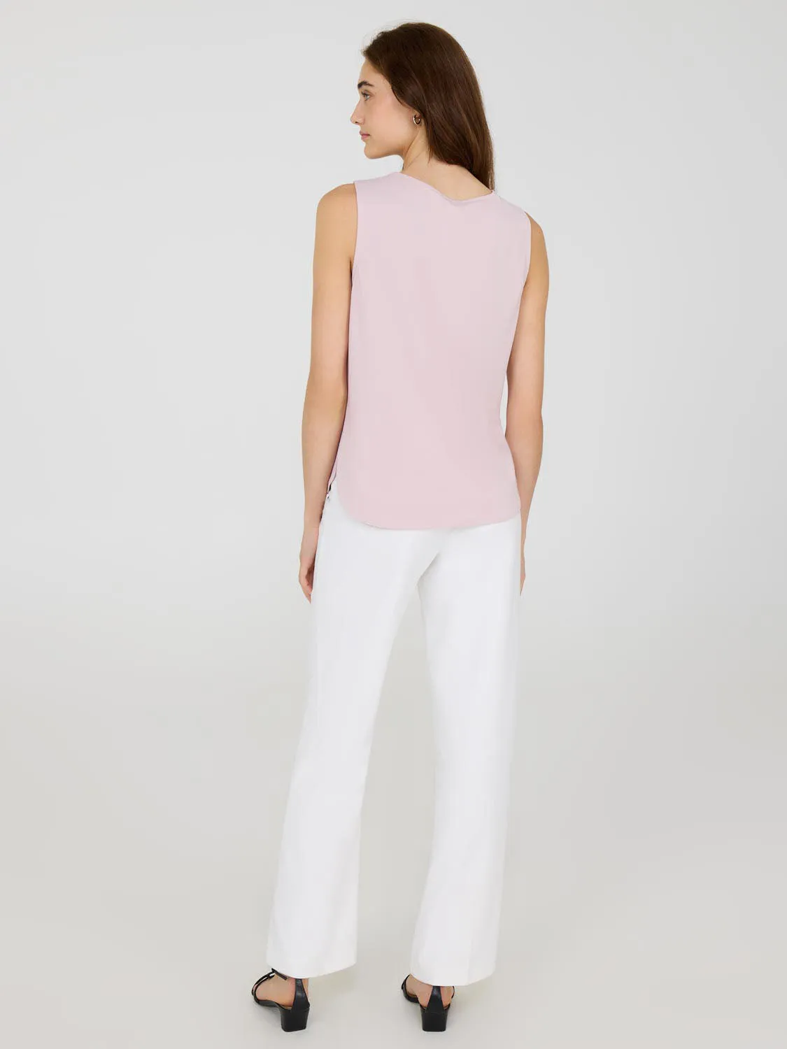 Sleeveless Crepe Shell Top casual edge