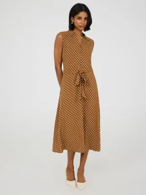 Sleeveless Dot Print Midi Dress summer vibe
