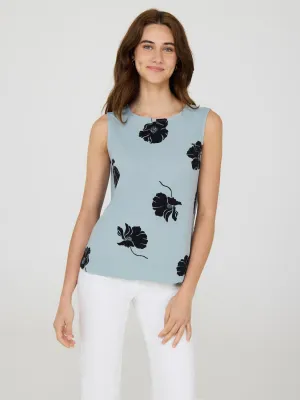 Sleeveless Floral Crepe Shell Top indoor ease