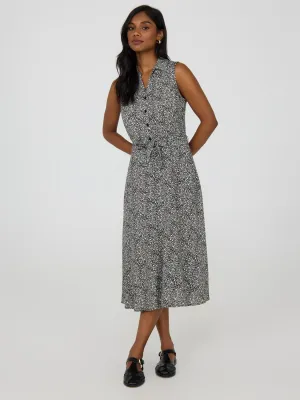 Sleeveless Floral Midi Dress fine embroidery
