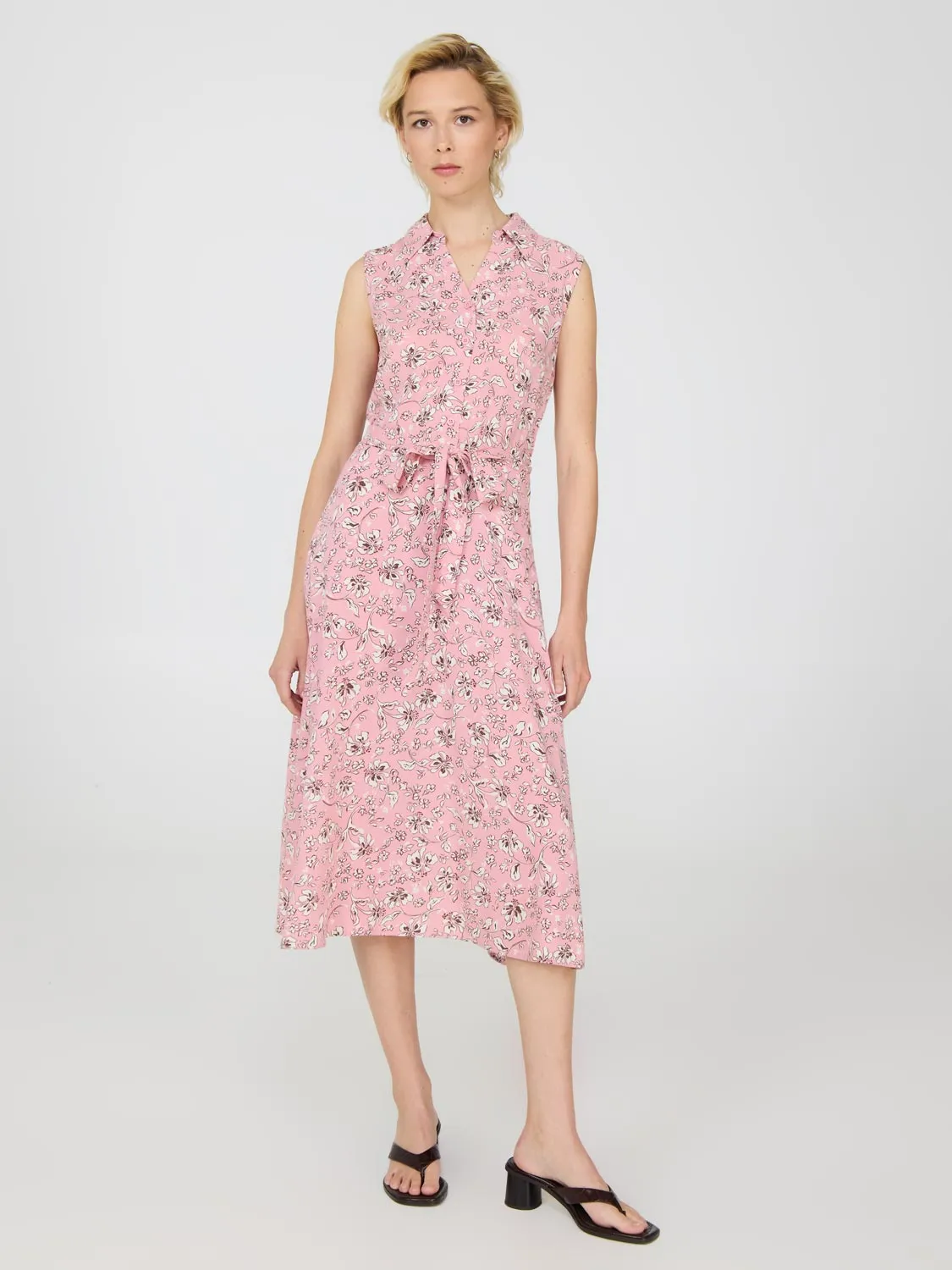 Sleeveless Floral Print Midi Dress sweet romance