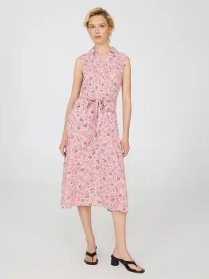 Sleeveless Floral Print Midi Dress sweet romance