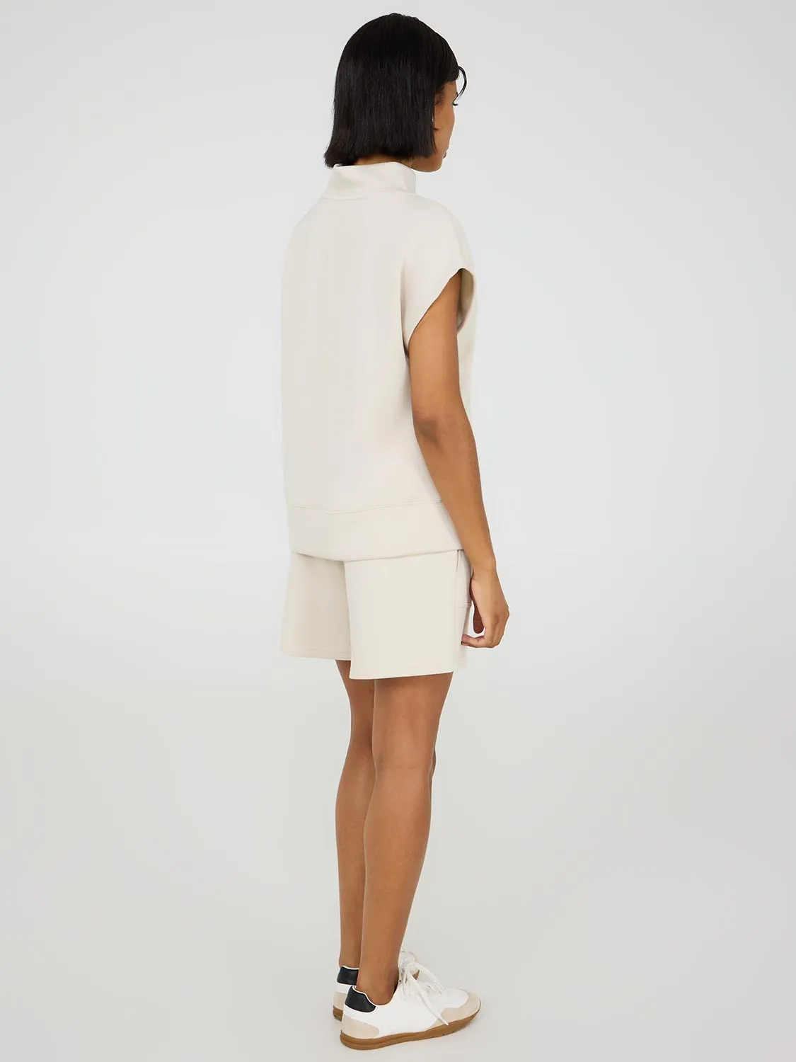 Sleeveless Half-Zip Cloud Fleece Sweatshirt neutral chic