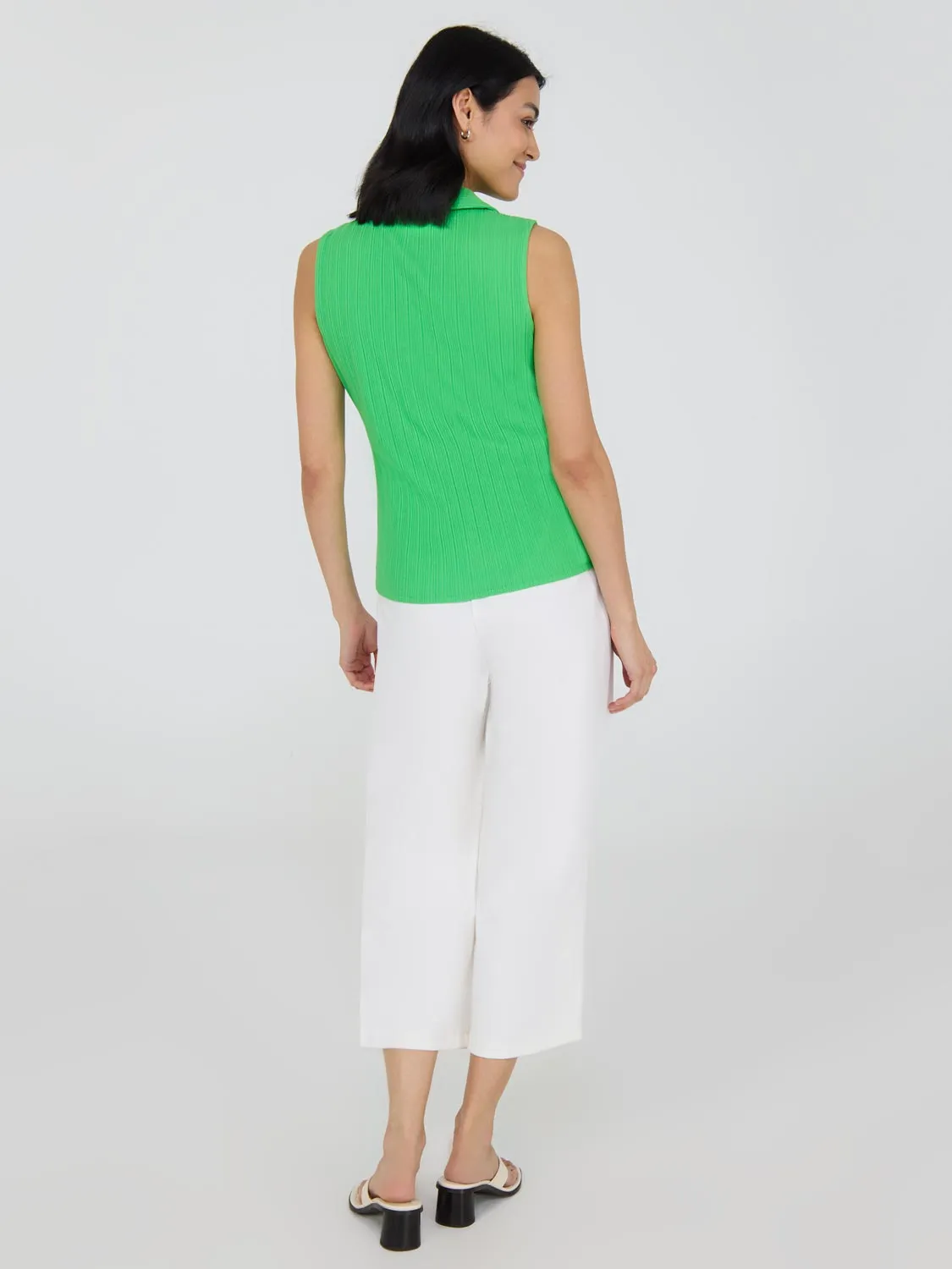 Sleeveless Half-Zip Polo Top neutral mood