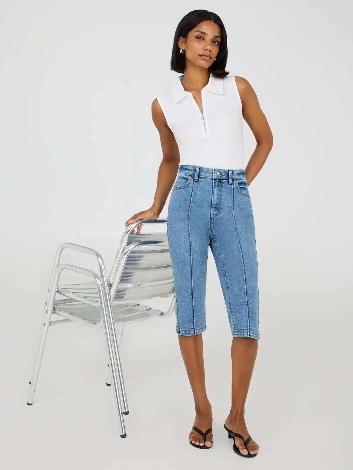 Sleeveless Half-Zip Polo Top effortless style