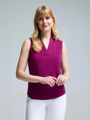 Sleeveless Pleated V-Neck Top minimal look