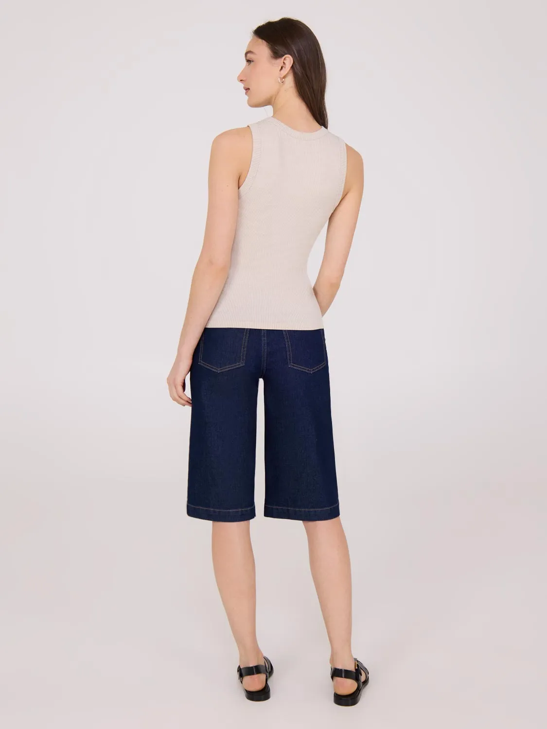 Sleeveless Ribbed Tank Top neutral mood
