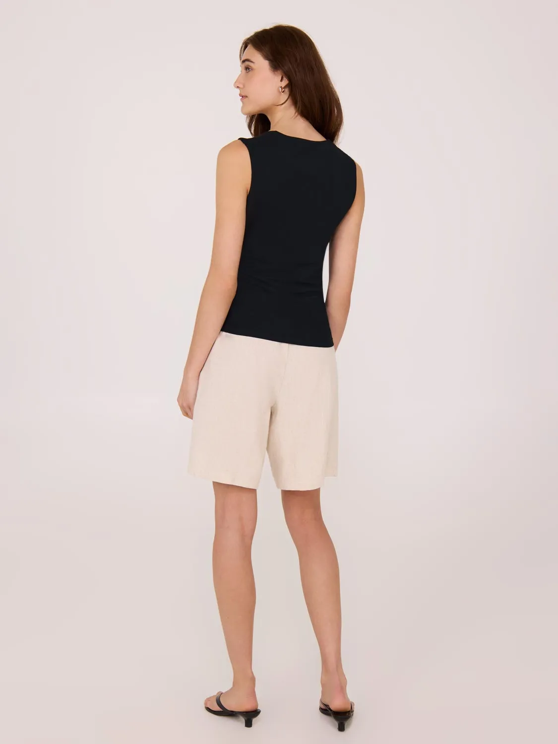 Sleeveless Ruched Square Neck Top compact wear