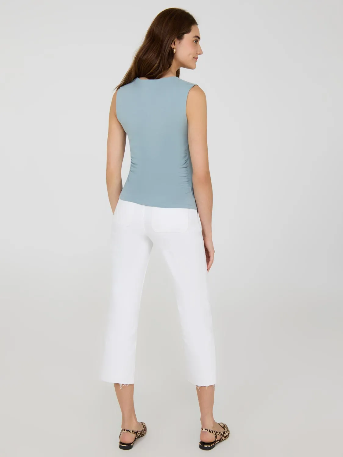 Sleeveless Ruched Square Neck Top active base