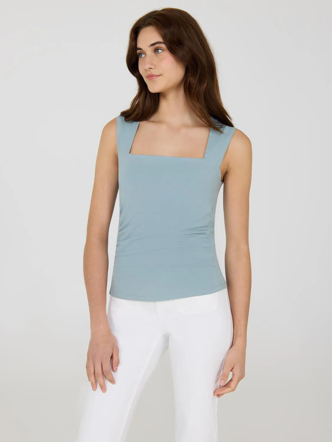 Sleeveless Ruched Square Neck Top smart vibe