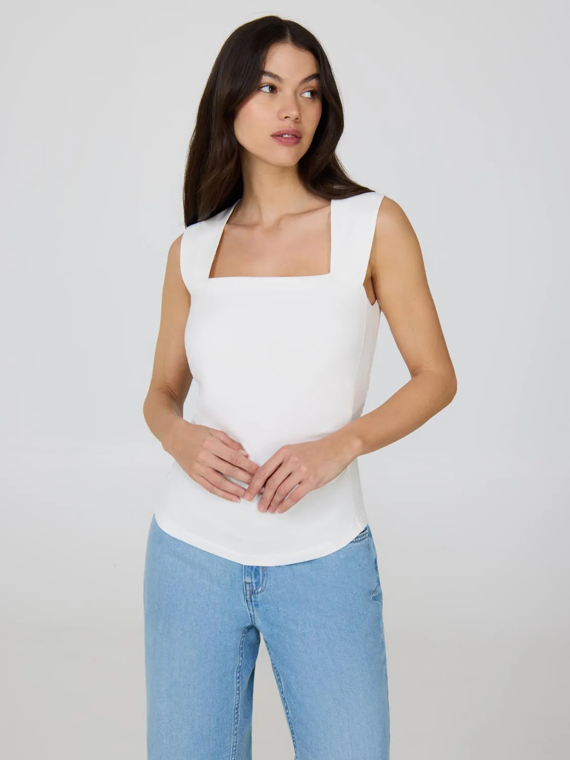 Sleeveless Ruched Square Neck Top sunny days