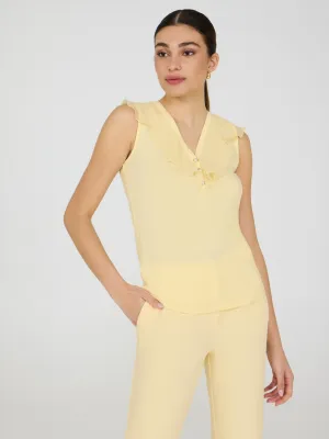 Sleeveless Ruffle V-Neck Top chic edge