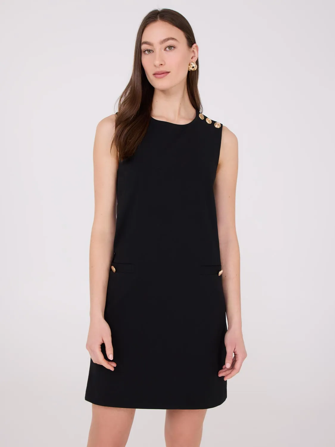 Sleeveless Sheath Dress With Button Details natural ease