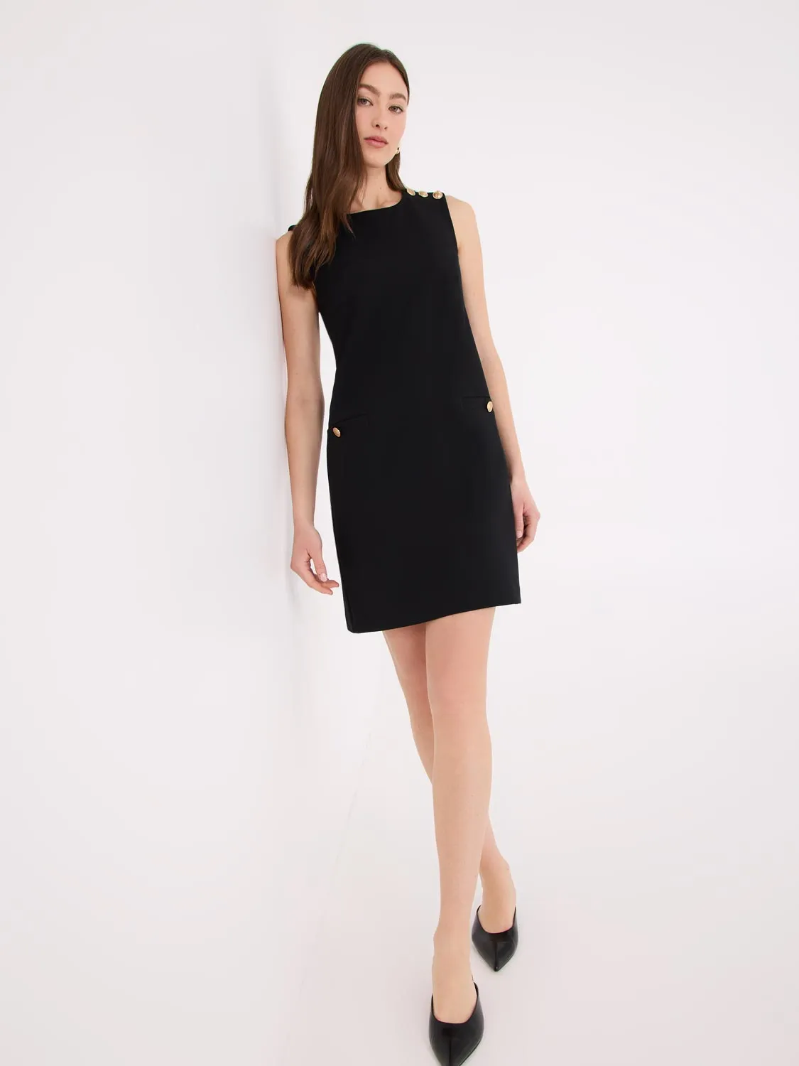 Sleeveless Sheath Dress With Button Details work demand