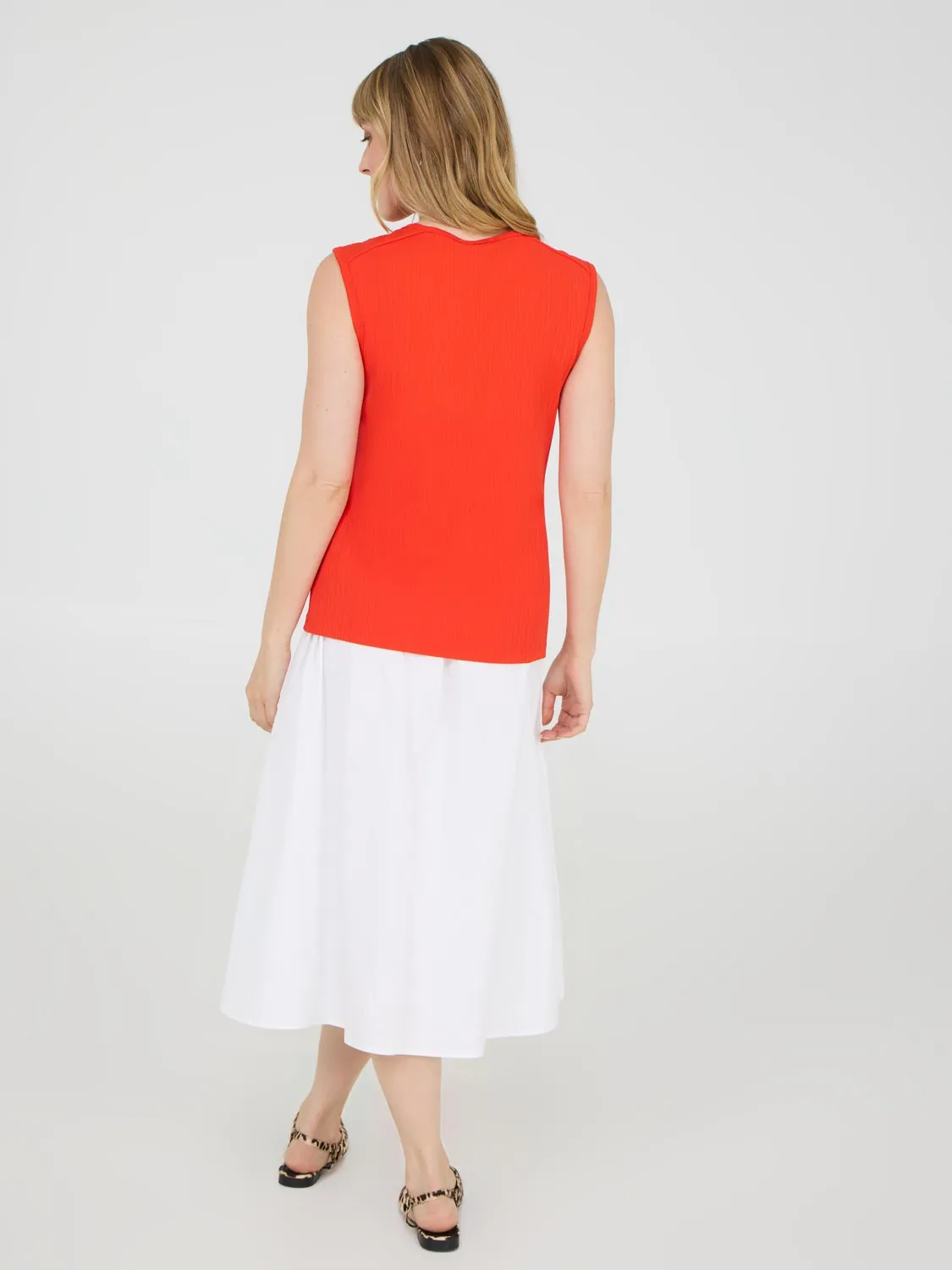 Sleeveless Top With Button Shoulder Details true fit