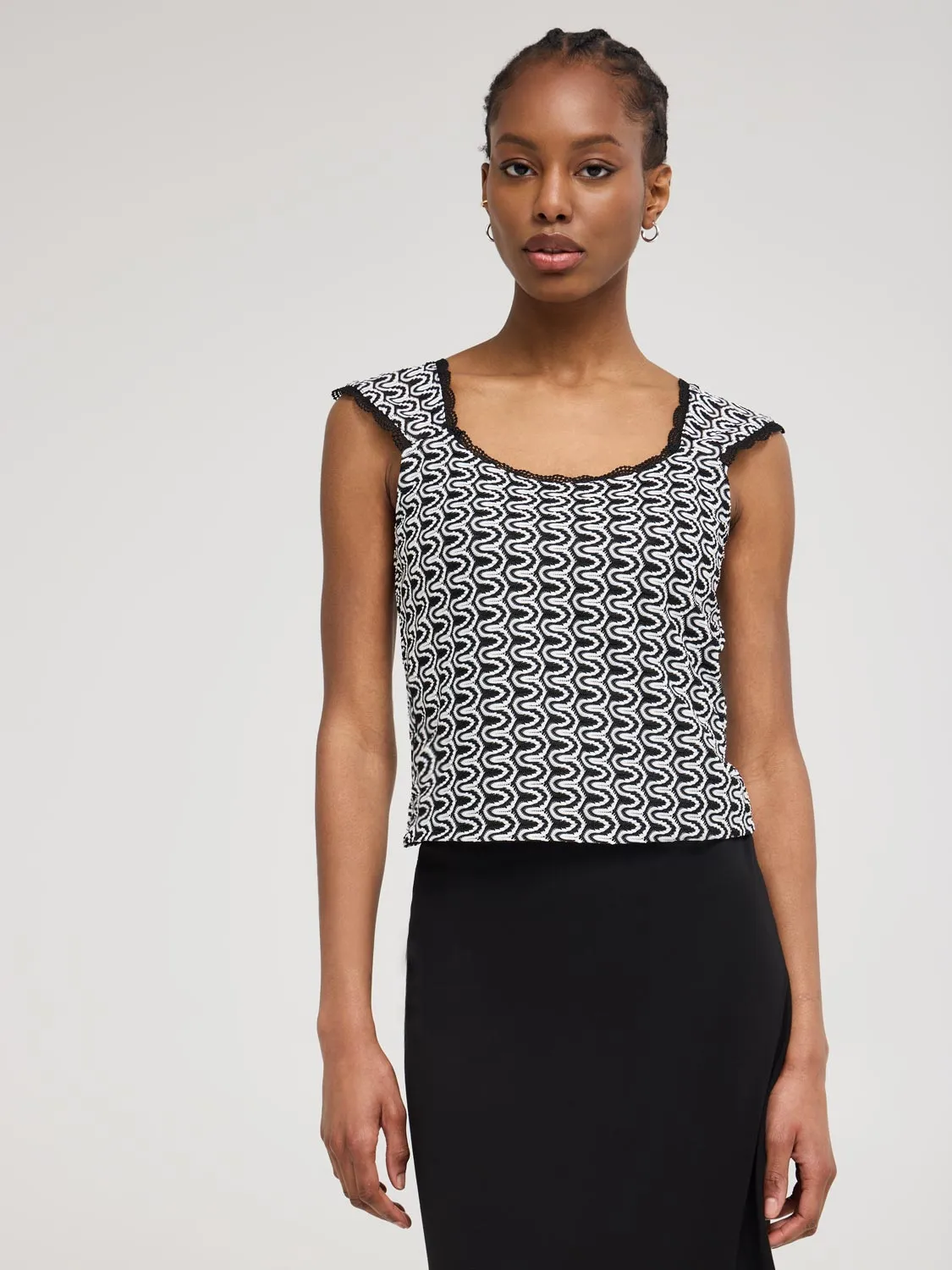 Sleeveless Zig-Zag Crochet Top functional layer