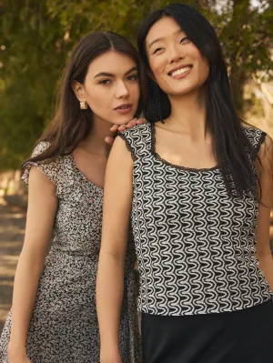 Sleeveless Zig-Zag Crochet Top subtle fit