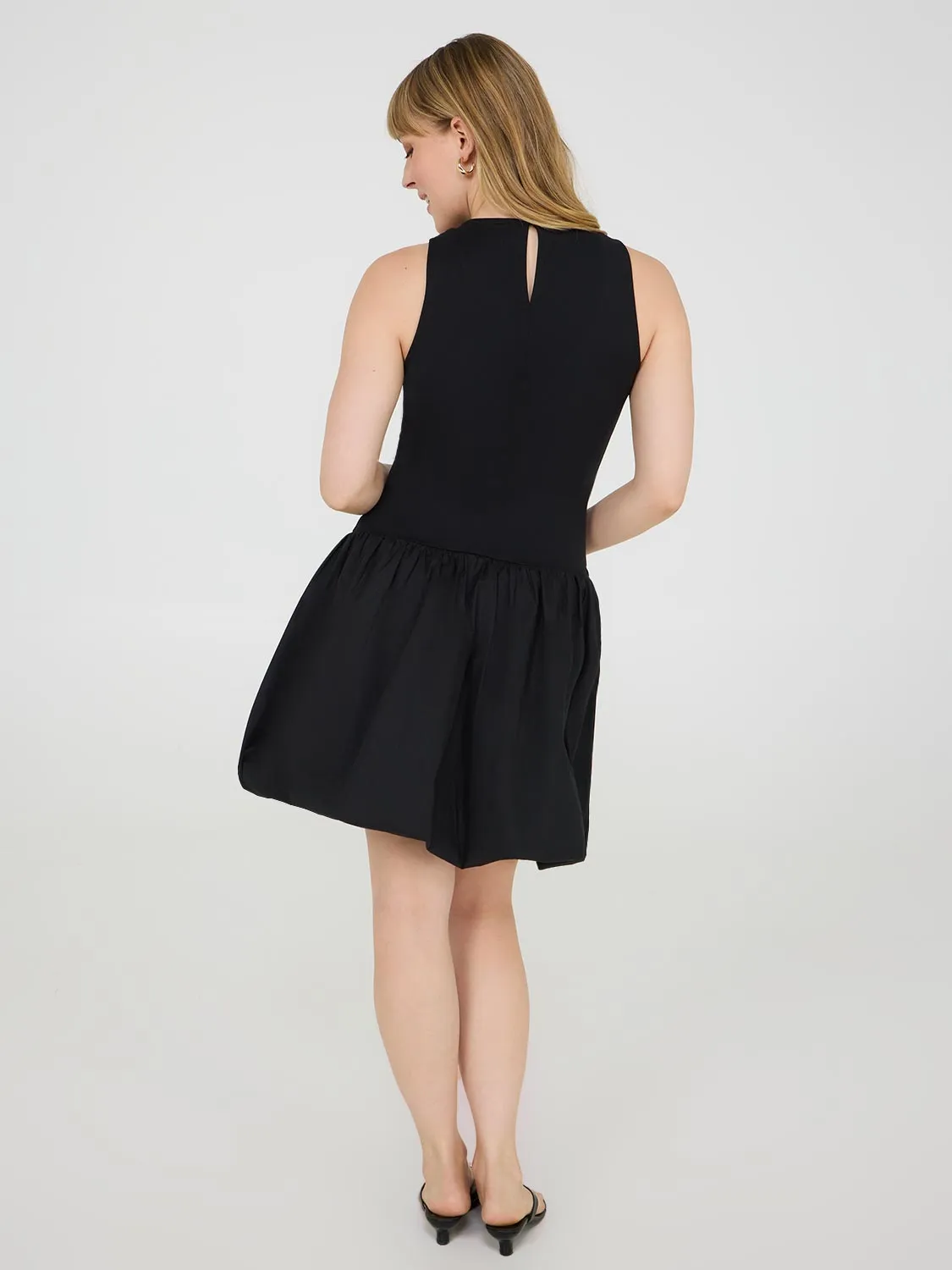 Sleevess Bubble Hem Mini Dress aura show