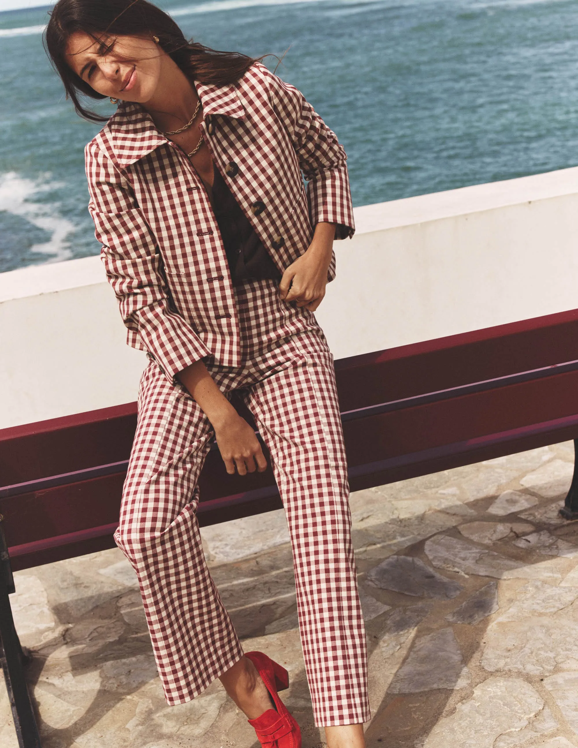 Smart 7/8 Trousers-Port Gingham bold colors