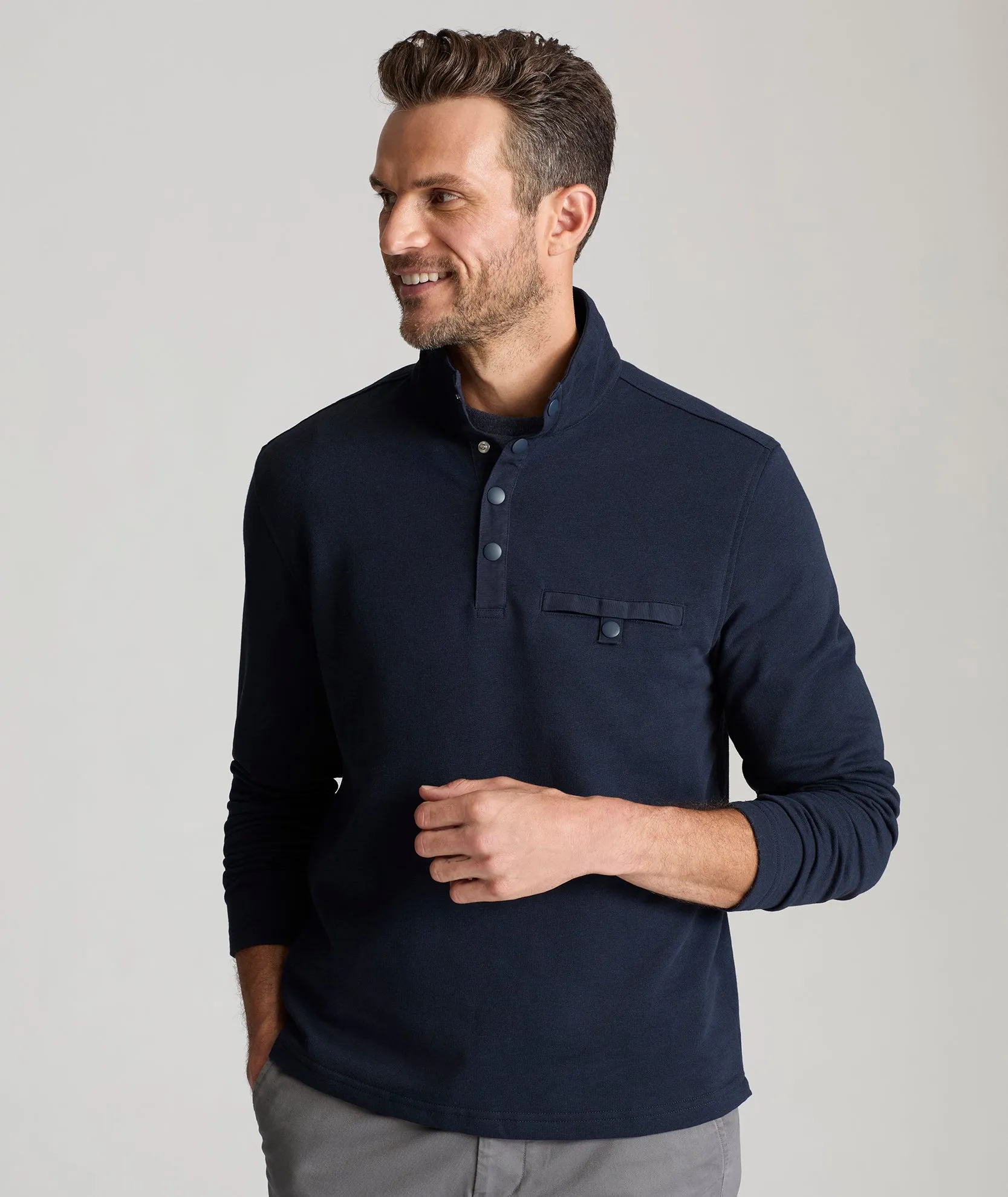 Snap Fleece Pullover smart casual