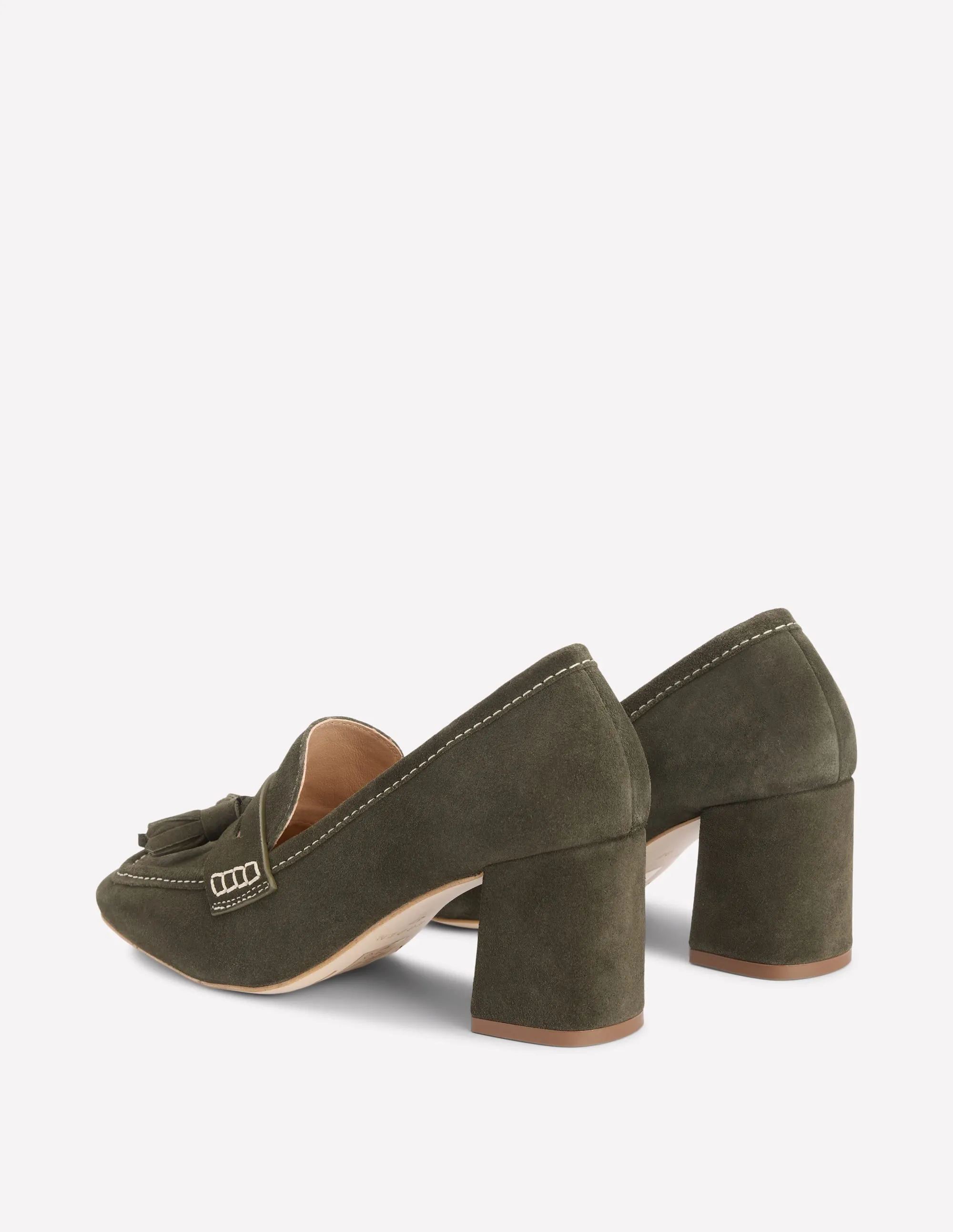 Sol Block Heeled Penny Loafers-Dark Moss Various styles
