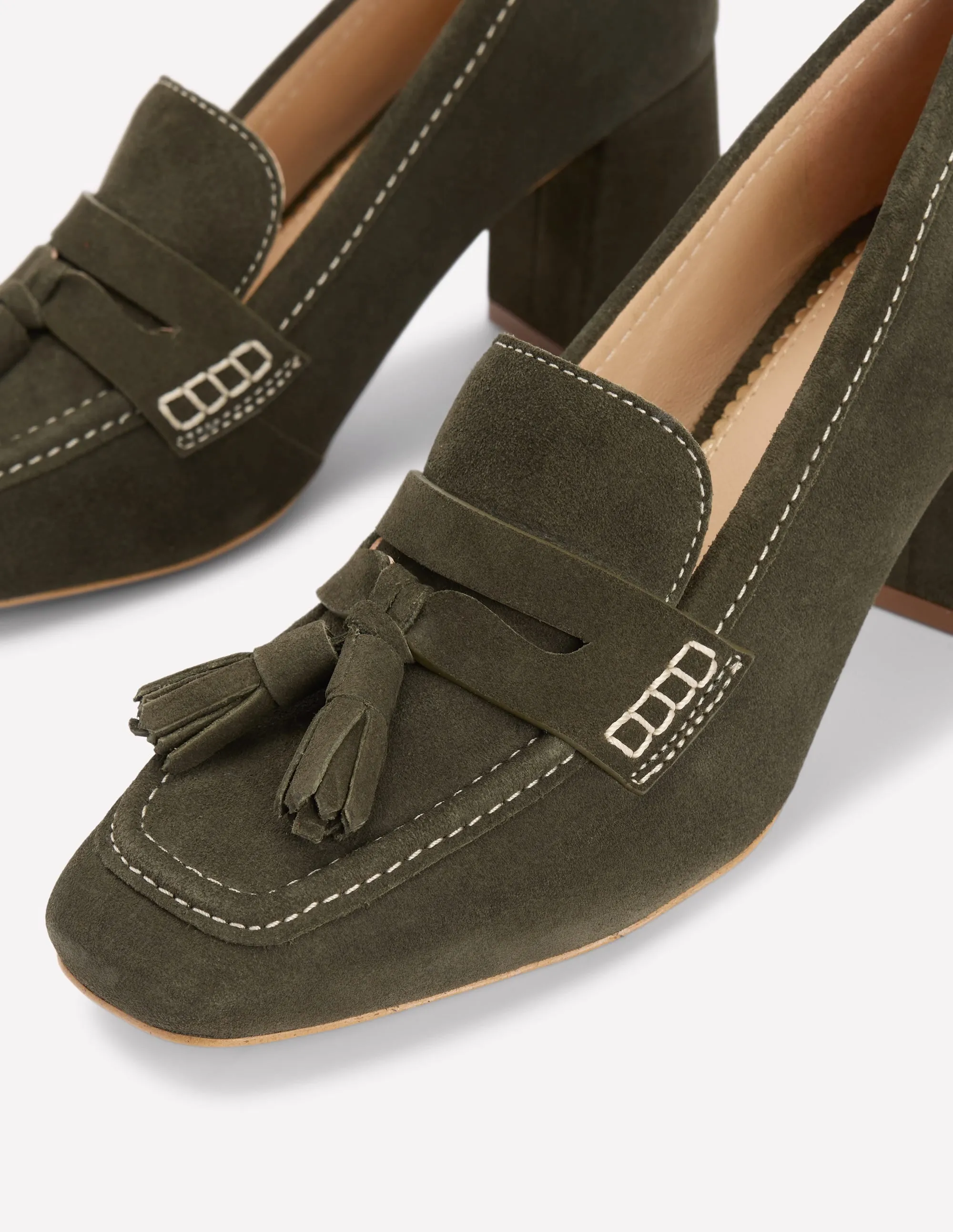 Sol Block Heeled Penny Loafers-Dark Moss Multiple colors