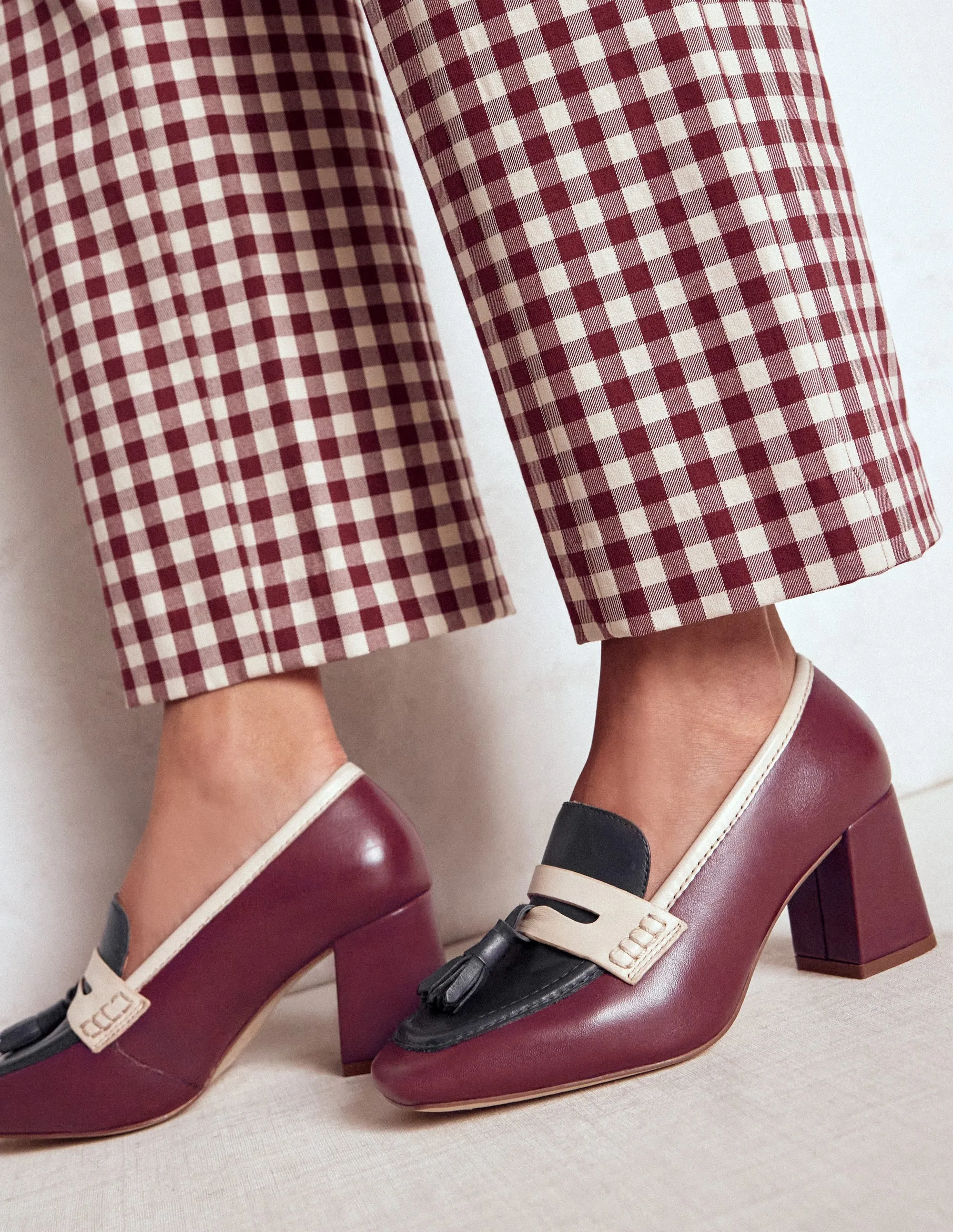 Sol Block Heeled Penny Loafers-Oxblood charm explosion
