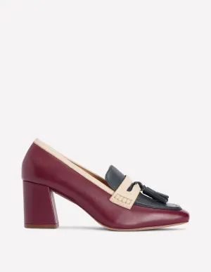 Sol Block Heeled Penny Loafers-Oxblood light fashion