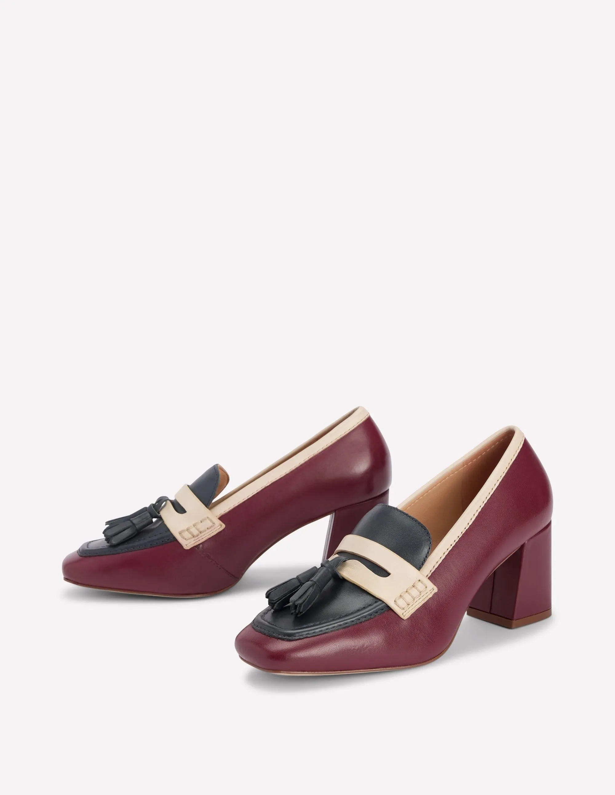 Sol Block Heeled Penny Loafers-Oxblood Travel companion