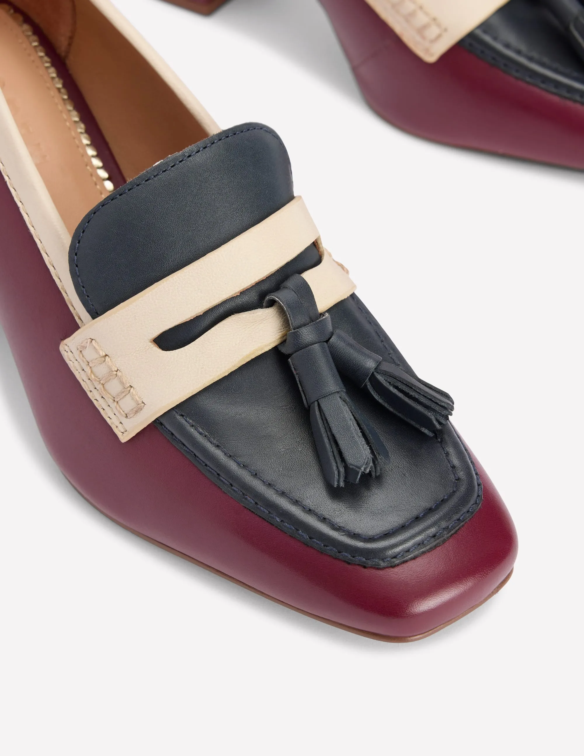Sol Block Heeled Penny Loafers-Oxblood Stable grip