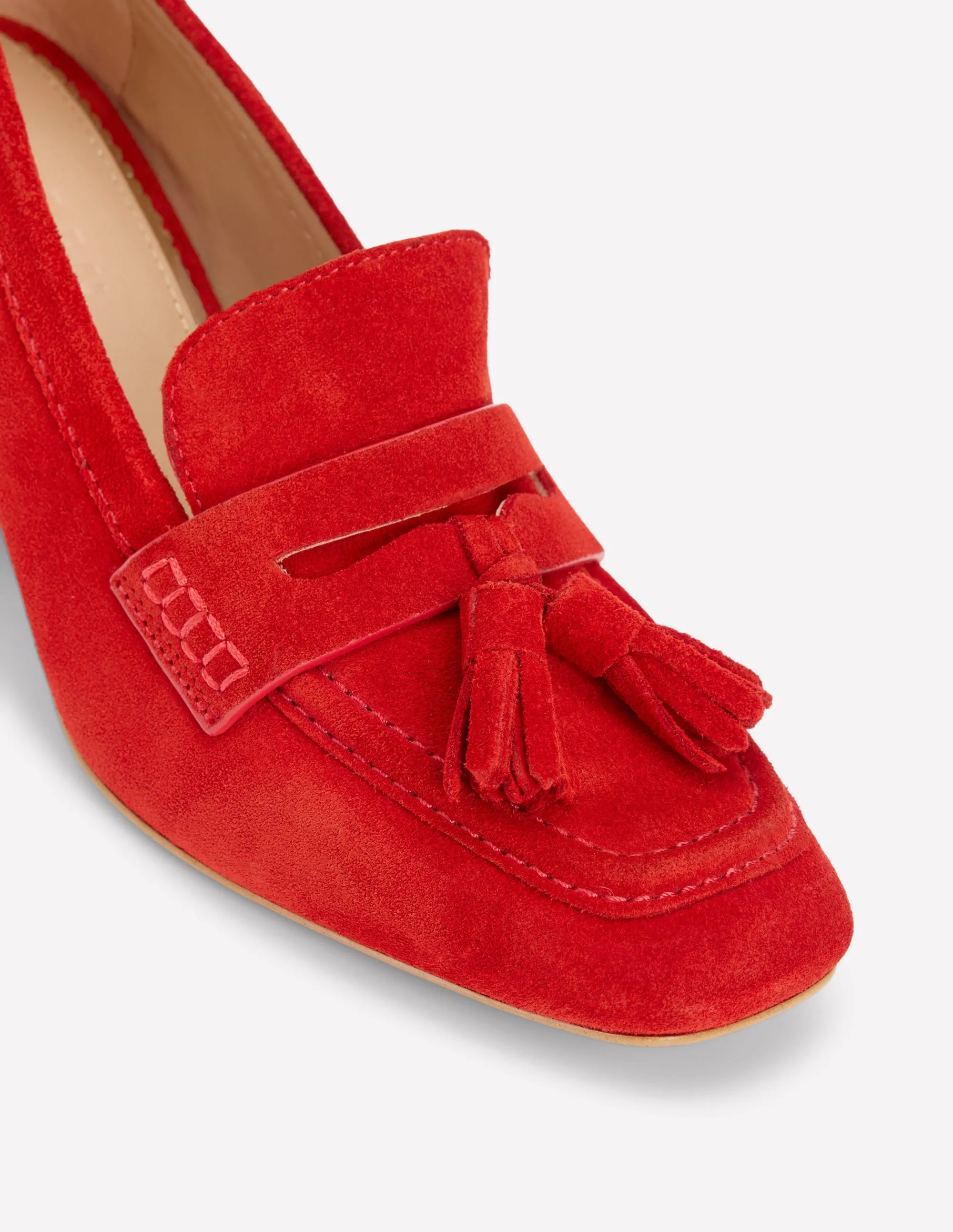 Sol Block Heeled Penny Loafers-Red minimal design