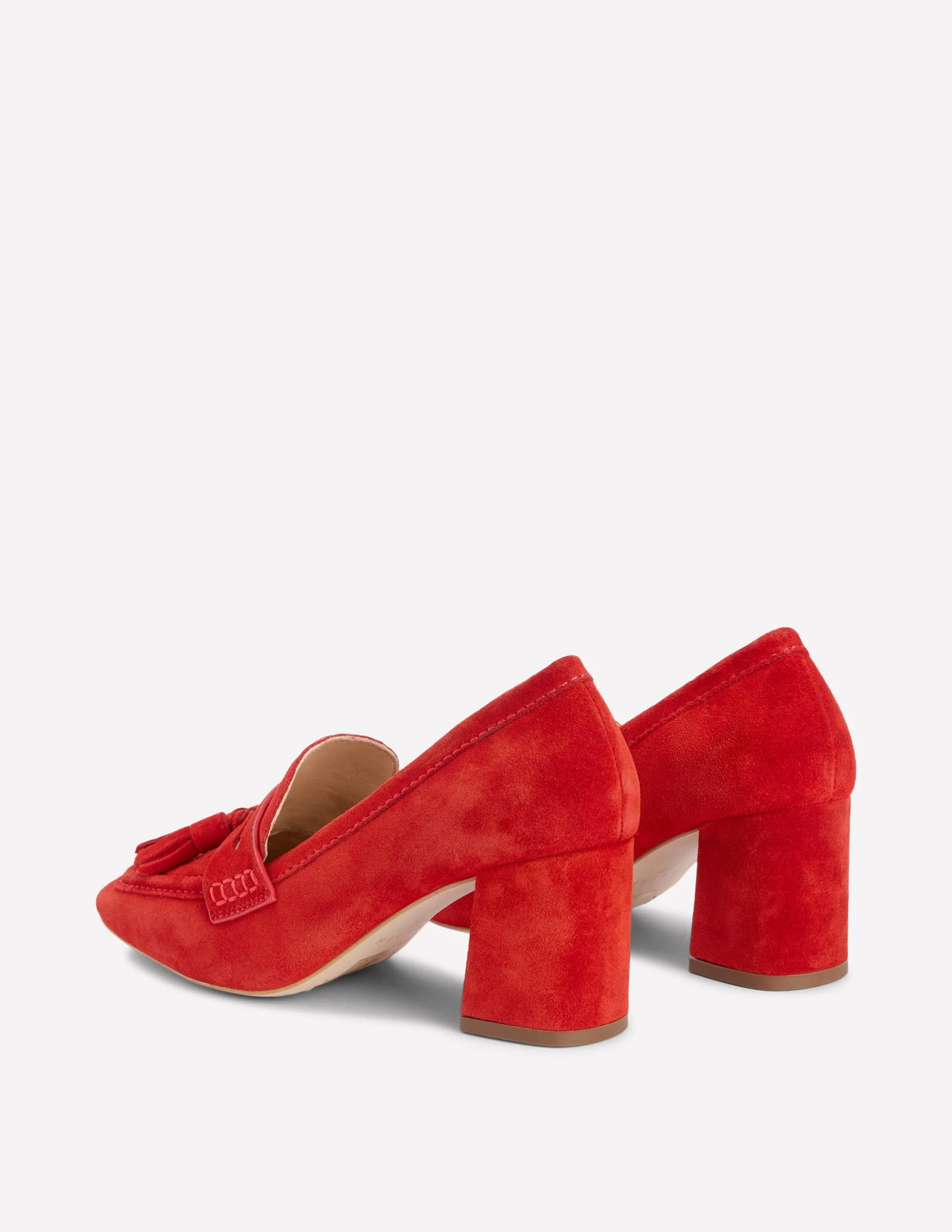 Sol Block Heeled Penny Loafers-Red young lifestyle