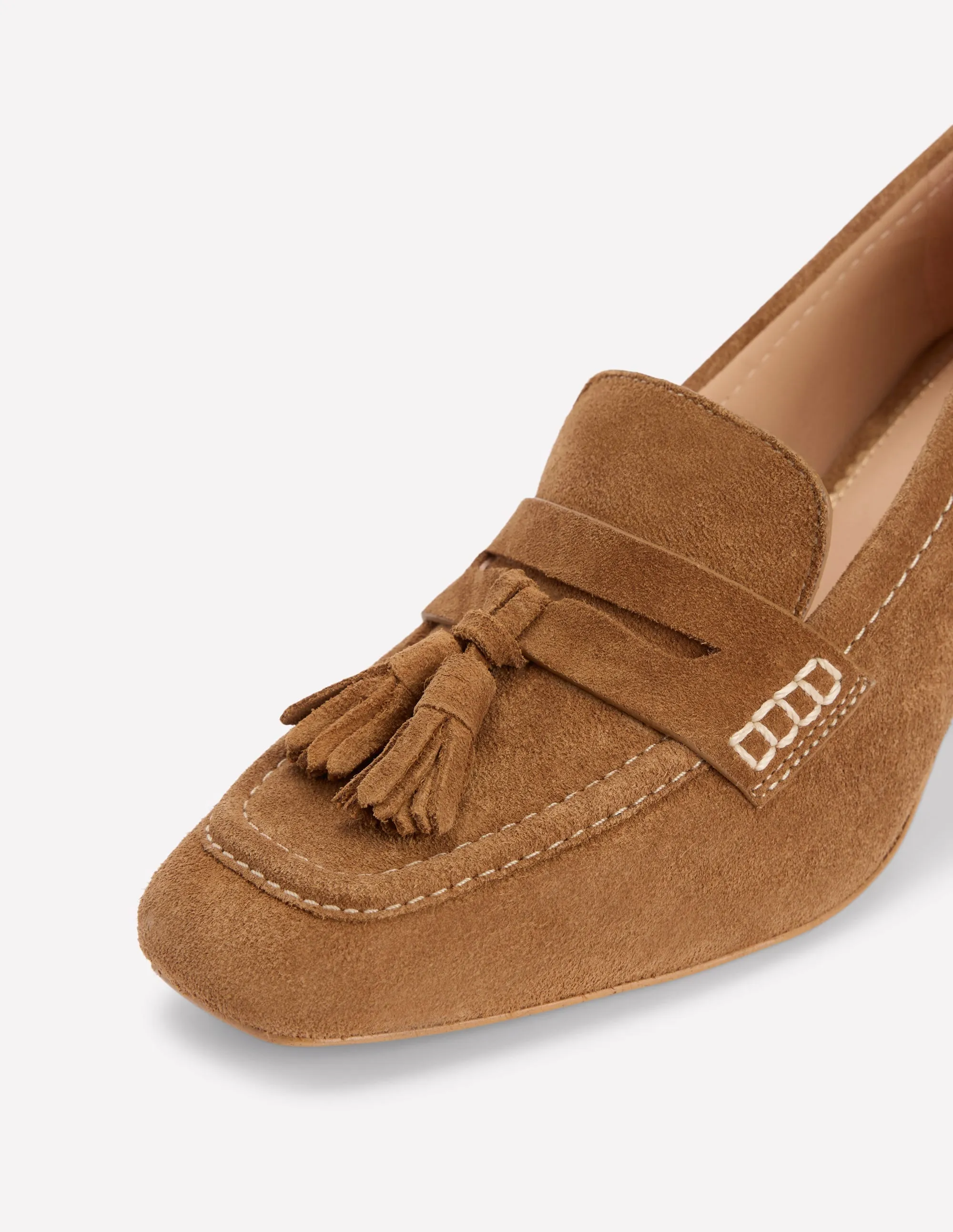 Sol Block Heeled Penny Loafers-Tan Trendy elements