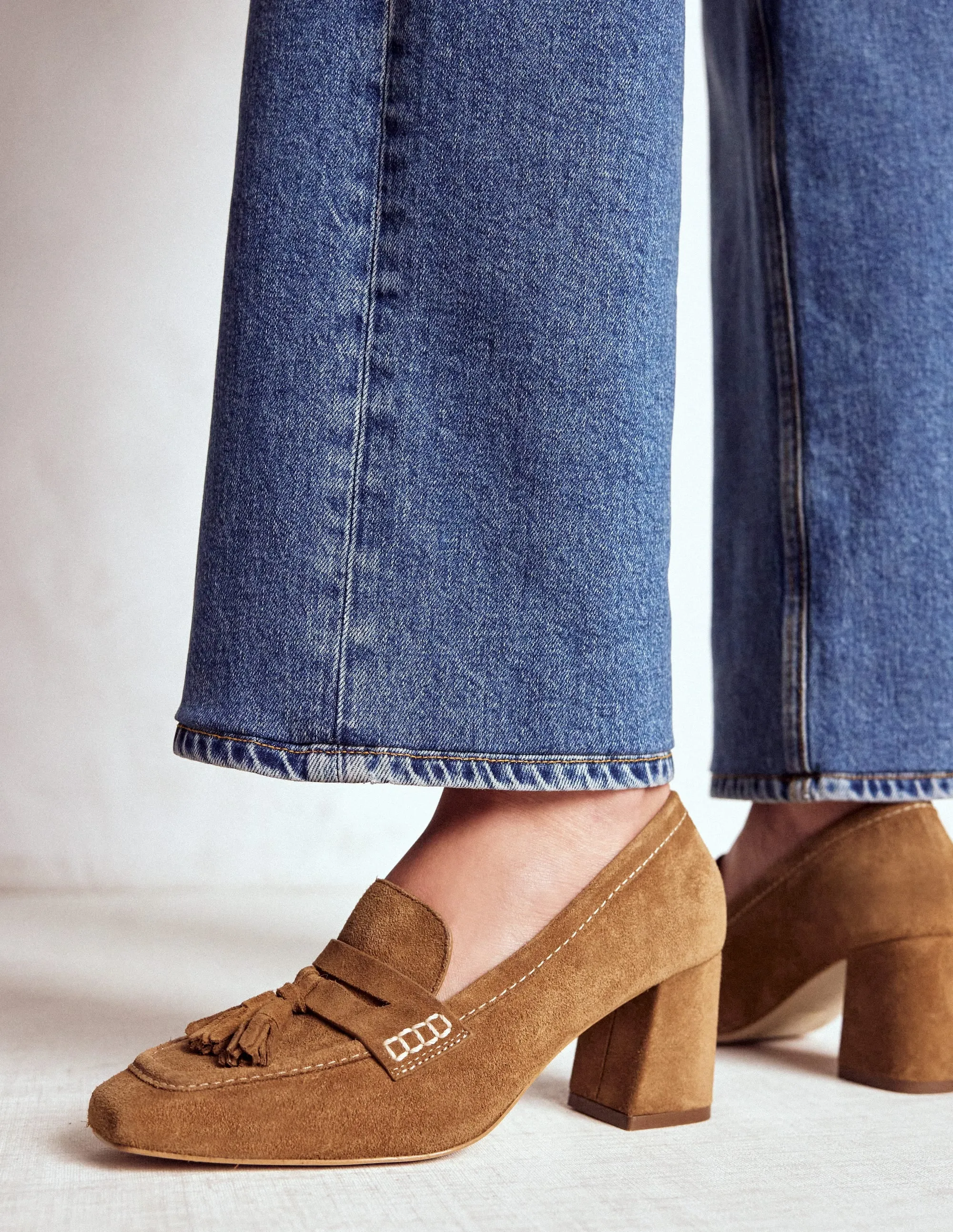 Sol Block Heeled Penny Loafers-Tan Versatile piece