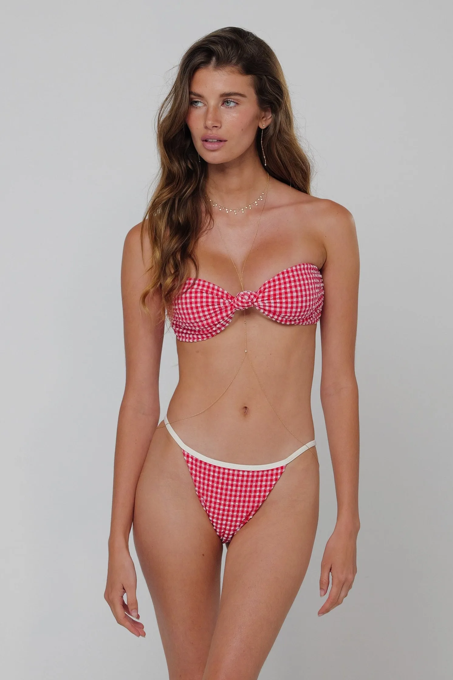 Spencer Bikini Top in Red Gingham classic look