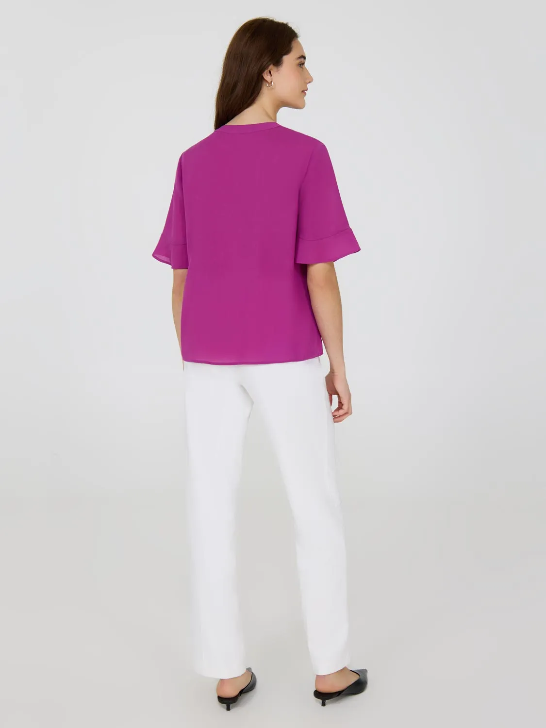 Split Neck Chiffon Blouse Feel Free