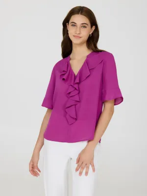 Split Neck Chiffon Blouse Run Free